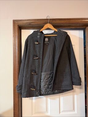 Boys Dark Gray Toggle Hooded Coat